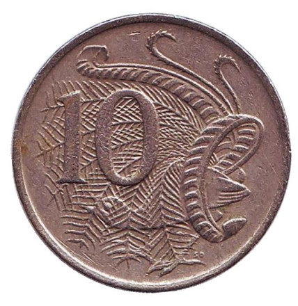 Монета 10 центов. 1979 год, Австралия. Лирохвост.