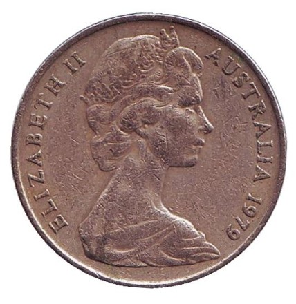 Монета 10 центов. 1979 год, Австралия. Лирохвост.