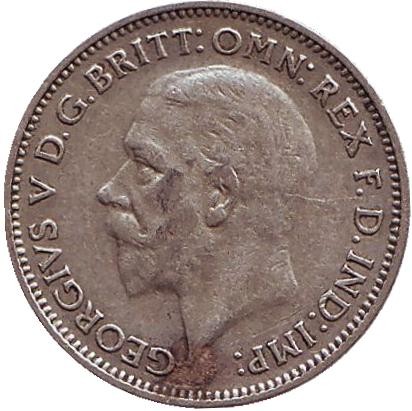 Монета 6 пенсов. 1935 год, Великобритания. Монета 6 пенсов. 1935 год, Великобритания.