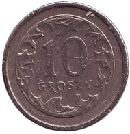 Монета 10 грошей. 1991 год, Польша. Монета 10 грошей. 1991 год, Польша.
