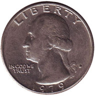 Монета 25 центов. 1979 (D) год, США. Вашингтон. Монета 25 центов. 1979 (D) год, США. Вашингтон.