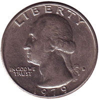 Вашингтон. Монета 25 центов. 1979 (D) год, США.