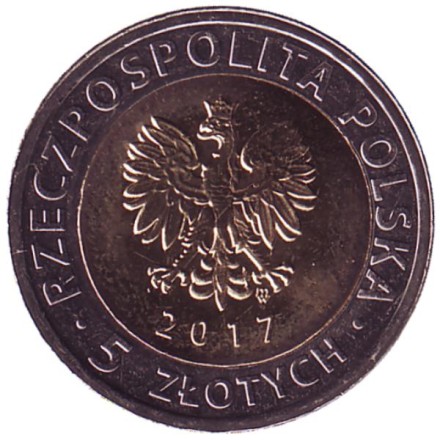 Монета 5 злотых. 2017 год, Польша. Часовня Святой Троицы в Люблине. Монета 5 злотых. 2017 год, Польша. Часовня Святой Троицы в Люблине.