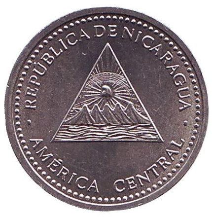 Монета 10 сентаво. 2012 год, Никарагуа. UNC. Горы-вулканы.
