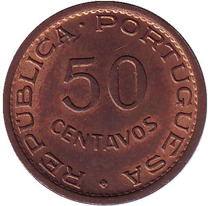 Монета 50 сентаво. 1970 год, Португальский Тимор.