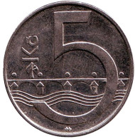 Монета 5 крон. 2006 год, Чехия. Монета 5 крон. 2006 год, Чехия.