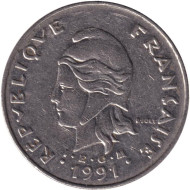 Монета 50 франков. 1991 год, Новая Каледония. Хижина островитян. Монета 50 франков. 1991 год, Новая Каледония. Хижина островитян.