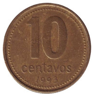 Монета 10 сентаво. 1993 год, Аргентина. Монета 10 сентаво. 1993 год, Аргентина.