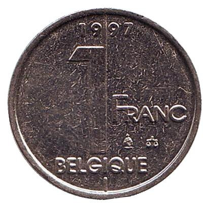 Монета 1 франк. 1997 год, Бельгия (Belgique).