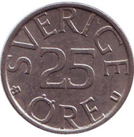 Монета 25 эре. 1979 год, Швеция. Монета 25 эре. 1979 год, Швеция.