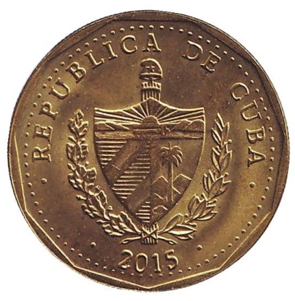 Монета 1 песо. 2015 год, Куба. Хосе Марти. Монета 1 песо. 2015 год, Куба. Хосе Марти.