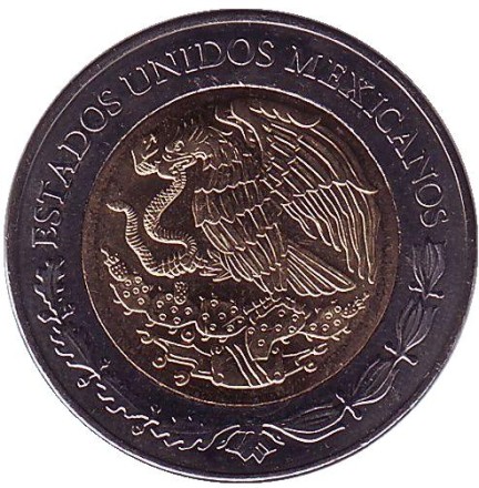 Монета 2 песо. 2016 год, Мексика. UNC. Монета 2 песо. 2016 год, Мексика. UNC.