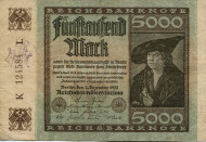 Рейхсбанкнота 5000 марок. 1922 год, Веймарская республика.