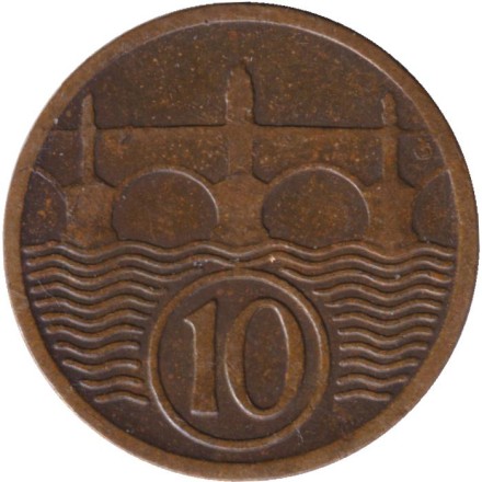Монета 10 геллеров. 1926 год, Чехословакия. Монета 10 геллеров. 1926 год, Чехословакия.