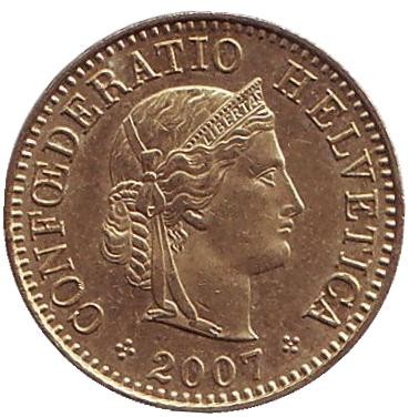 Монета 5 раппенов. 2007 год, Швейцария. Монета 5 раппенов. 2007 год, Швейцария.