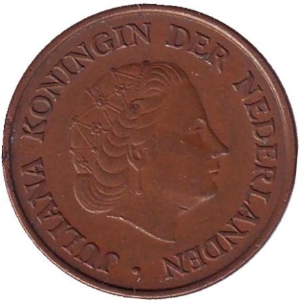 Монета 5 центов. 1969 год, Нидерланды. (петух)