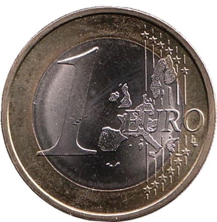 Монета 1 евро. 2005 год (J), Германия. Монета 1 евро. 2005 год (J), Германия.