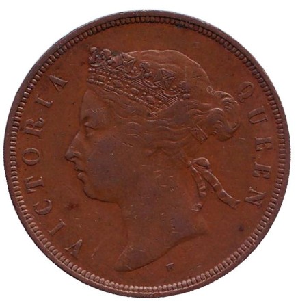 Монета 1 цент. 1874 (H) год, Стрейтс-Сетлментс.