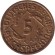 Монета 5 рейхспфеннигов. 1935 год (F), Веймарская республика. Монета 5 рейхспфеннигов. 1935 год (F), Веймарская республика.