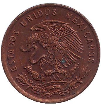 Монета 1 сентаво. 1961 год, Мексика.