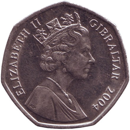 Монета 50 пенсов. 2004 год, Гибралтар. 300-летие захвата Гибралтара в 1704 году. Трафальгарское сражение. Монета 50 пенсов. 2004 год, Гибралтар. 300-летие захвата Гибралтара в 1704 году. Трафальгарское сражение.