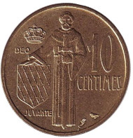 Монета 10 сантимов. 1962 год, Монако. Монета 10 сантимов. 1962 год, Монако.