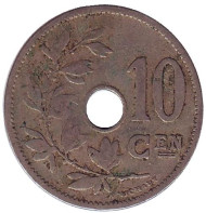 Монета 10 сантимов. 1902 год, Бельгия. (Belgie)  Монета 10 сантимов. 1902 год, Бельгия. (Belgie)