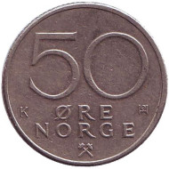 Монета 50 эре. 1987 год, Норвегия. Монета 50 эре. 1987 год, Норвегия.