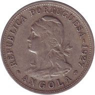 Монета 50 сентаво. 1927 год, Ангола в составе Португалии.