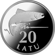 Лосось. 20 латов, 2013 год, Латвия. Лосось. 20 латов, 2013 год, Латвия.