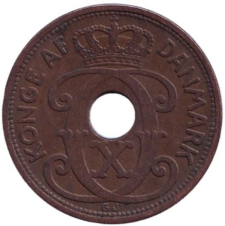 Монета 5 эре. 1935 год, Дания.