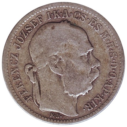 Монета 1 крона. 1893 год, Австро-Венгерская империя. Венгерский тип.