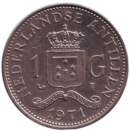 Монета 1 гульден. 1971 год, Нидерландские Антильские острова.