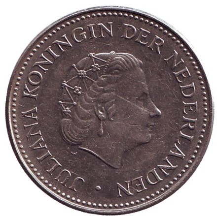 Монета 1 гульден. 1971 год, Нидерландские Антильские острова. Монета 1 гульден. 1971 год, Нидерландские Антильские острова.