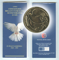 Монета 2 фунта. 1995 год, Великобритания. 50-я годовщина окончания Второй мировой войны. В буклете. Монета 2 фунта. 1995 год, Великобритания. 50-я годовщина окончания Второй мировой войны. В буклете.