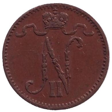 Монета 1 пенни. 1905 год, Финляндия в составе Российской Империи. Монета 1 пенни. 1905 год, Финляндия в составе Российской Империи.