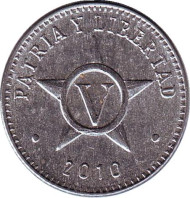 Монета 5 сентаво. 2010 год, Куба. Монета 5 сентаво. 2010 год, Куба.