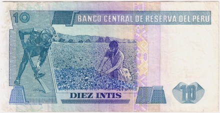 Банкнота 10 инти. 1987 год, Перу. Банкнота 10 инти. 1987 год, Перу.