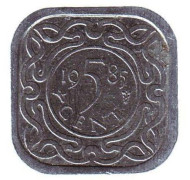 Монета 5 центов. 1985 год, Суринам.