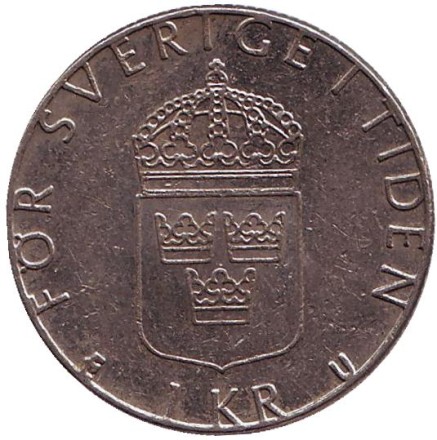 Монета 1 крона. 1983 год, Швеция.
