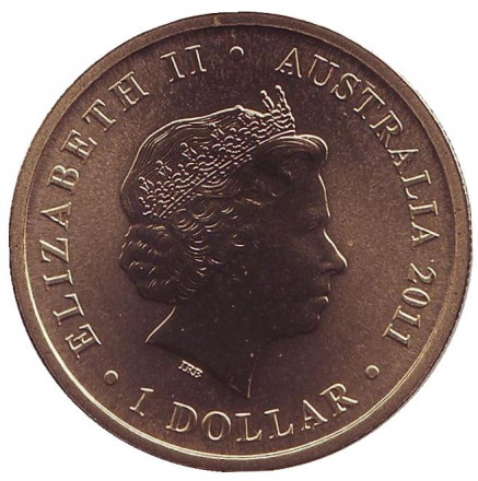 Монета 1 доллар. 2011 год, Австралия. Счастливого Рождества. Ёлка.