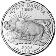 Монета 25 центов (P). 2006 год, США. Северная Дакота. Штат № 39. Монета 25 центов (P). 2006 год, США. Северная Дакота. Штат № 39.