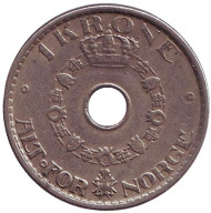 Монета 1 крона. 1946 год, Норвегия. Монета 1 крона. 1946 год, Норвегия.