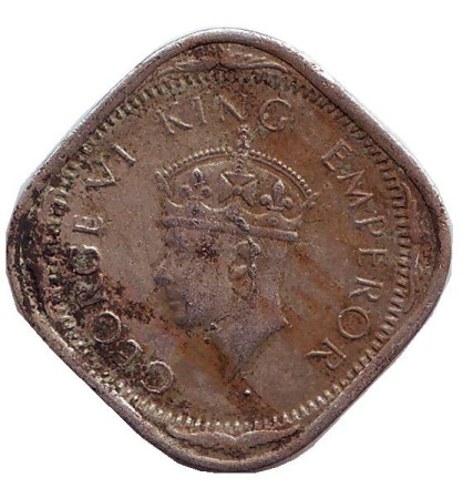 Монета 2 анны. 1940 год, Индия Британская. ("•" - Бомбей).