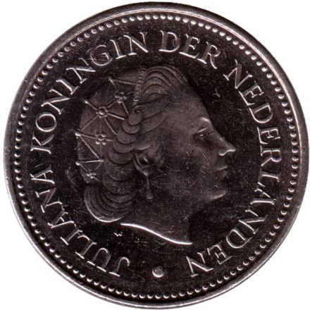 Монета 2,5 гульдена. 1980 год, Нидерландские Антильские острова. (Королева Юлиана).