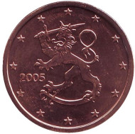 Монета 2 цента, 2005 год, Финляндия. Монета 2 цента, 2005 год, Финляндия.