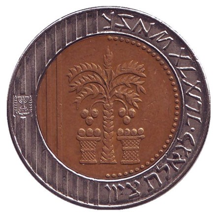 Монета 10 новых шекелей. 2012 год, Израиль.