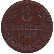 Монета 8 дублей. 1947 год, Гернси. Монета 8 дублей. 1947 год, Гернси.