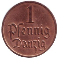 Монета 1 пфенниг. 1926 год, Данциг. Монета 1 пфенниг. 1926 год, Данциг.