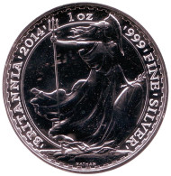 Монета 2 фунта. 2014 год, Великобритания. Символ Британии. Монета 2 фунта. 2014 год, Великобритания. Символ Британии.